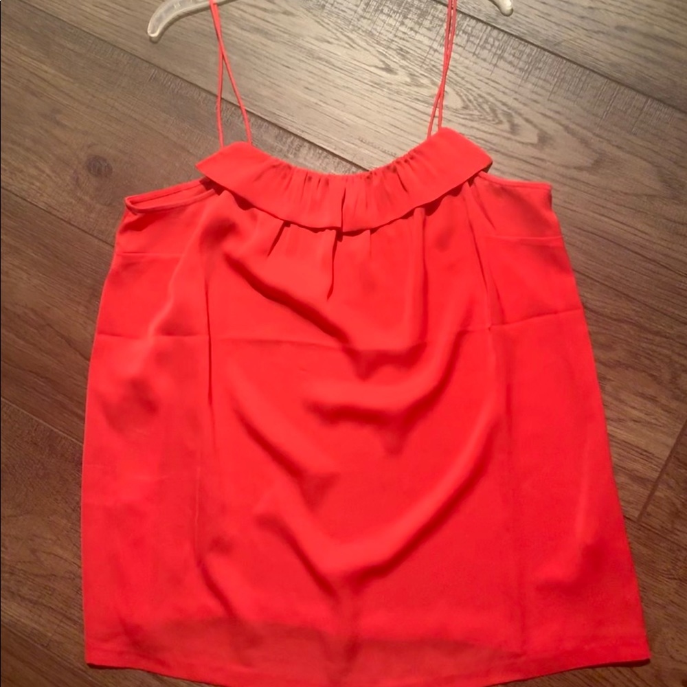 JCREW new coral spaghetti strap ruffle cami